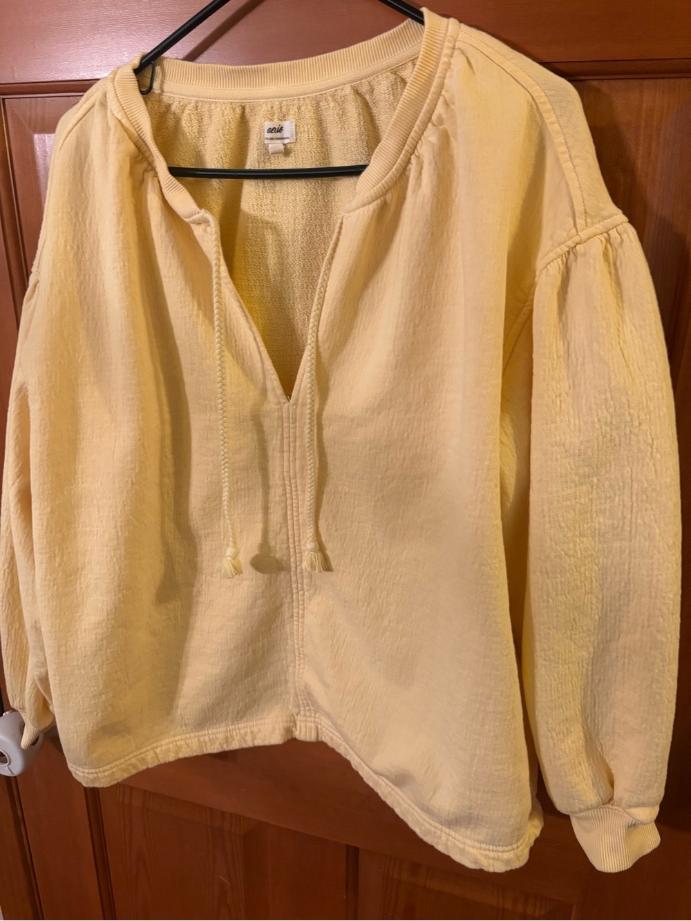 aerie Soft Yellow Pullover Hoodie with Drawstring